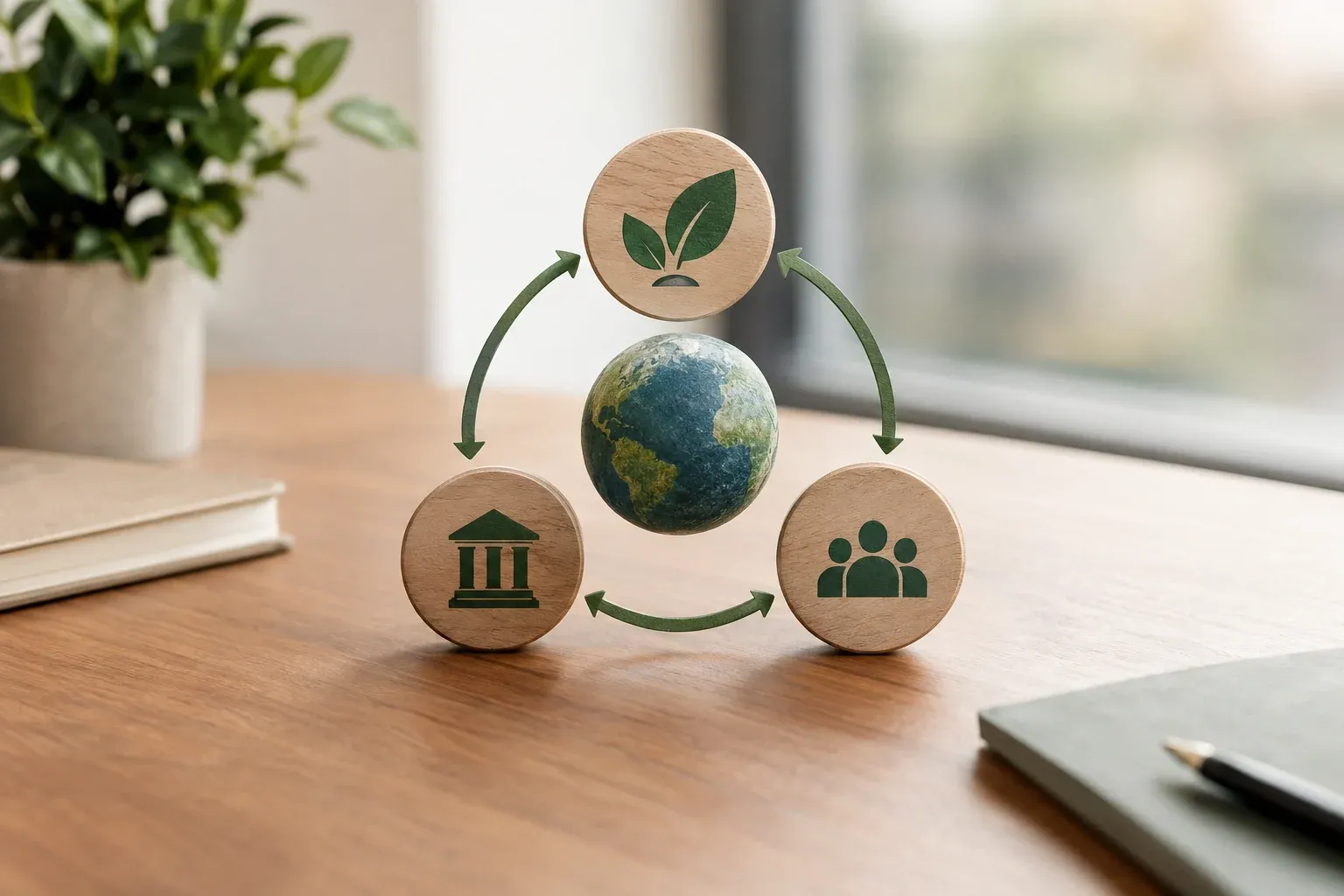Schaubild zur Verknüpfung von CSRD, ESG-Strategie und Taxonomie im Nachhaltigkeitsbericht