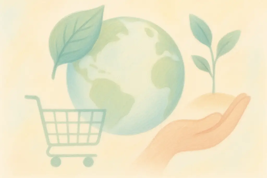 Green Marketing Beitragsbild. Welt, Pflanze, Hand symbolisch dargestellt