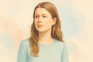 Illustratives Porträt einer jungen Frau in sanften Pastelltönen, inspiriert von Luisa Neubauer. Das Bild vermittelt Ruhe und Entschlossenheit und symbolisiert das Thema „Luisa Neubauer Vermögen“ mit minimalistischer, moderner Ästhetik und natürlicher Lichtwirkung.